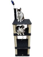 Arranhador Para Gatos prateleira 4 Andares E Brinquedo - Grafite com Mesclado