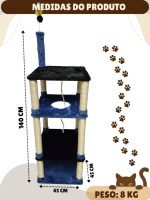 Arranhador Para Gatos prateleira 4 Andares E Brinquedo - Medidas do Produto
