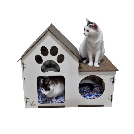 Casinha de gato ou cachorro de pequeno porte em MDF com Almofadas