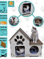 Casinha De Gato Ou Cachorro De Pequeno Porte Em Mdf Com Almofadas Descritivo